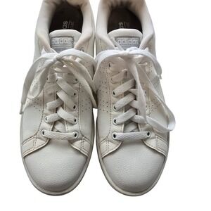 Adidas Advantage Cloudfoam White Silver Sneakers BB9609 Mens 8 Womens 9.5